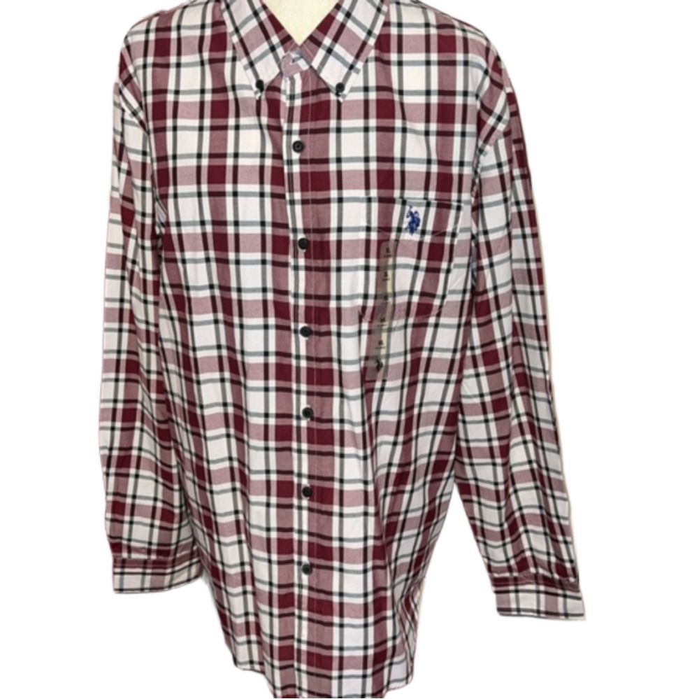 NWT U.S. Polo Assn. Plaid Long Sleeve Button Shirt Men’s XL